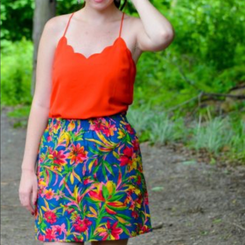 Jcrew tropical linen cotton sidewalk skirt.